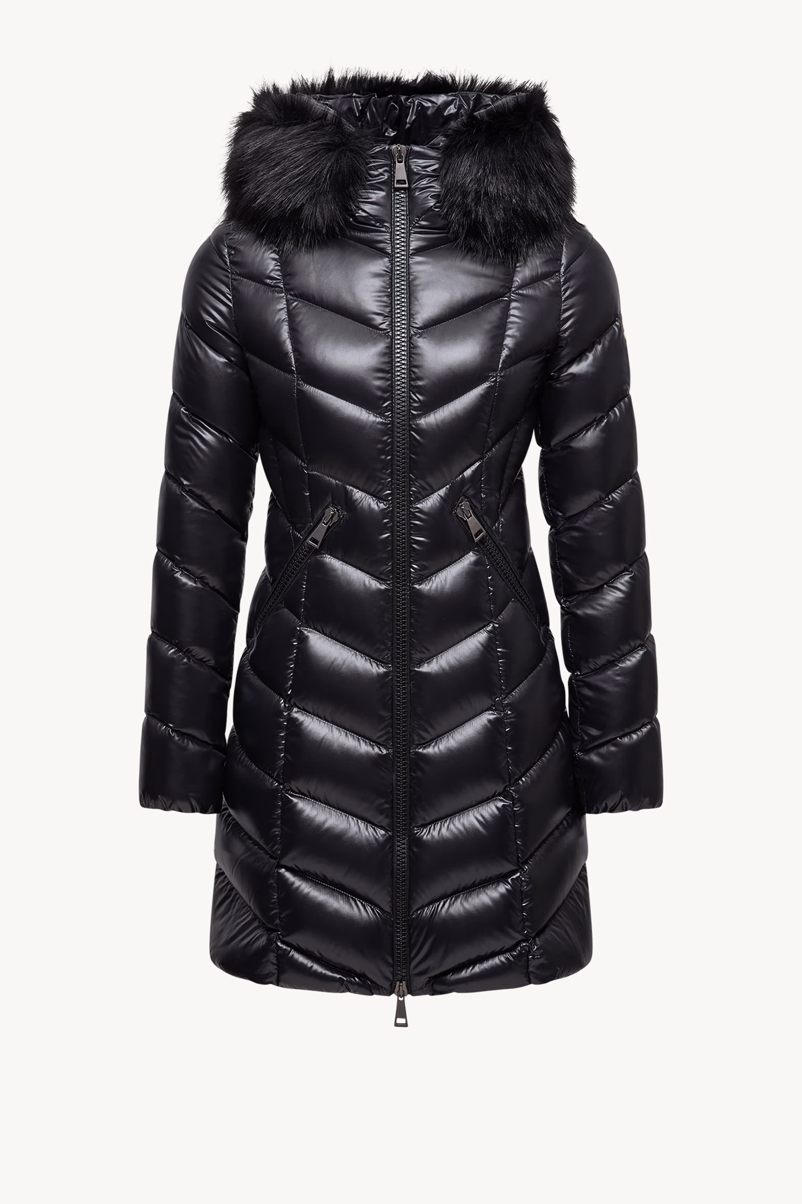 Fulmarus Faux Fur-Trimmed Hooded Long Down Jacket Women Black Moncler 2